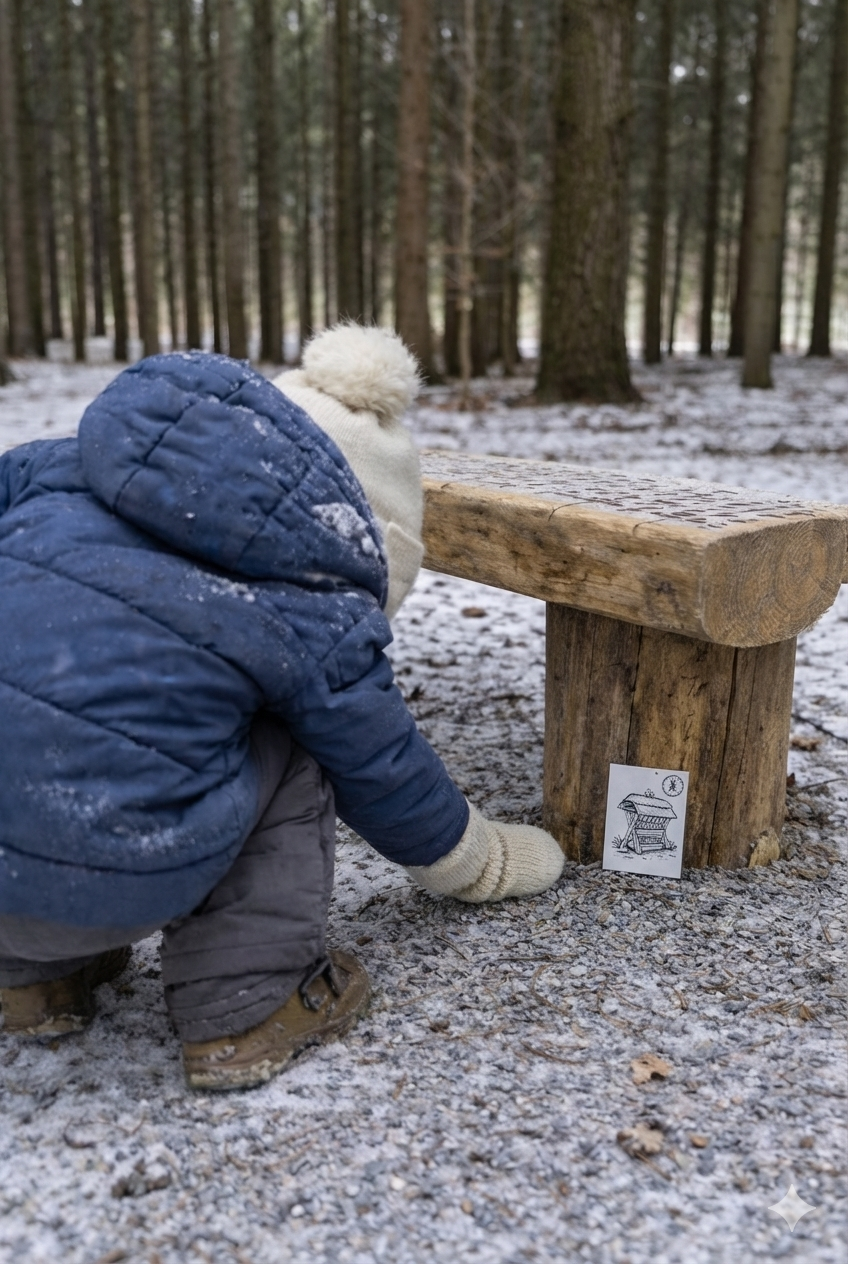 Detailní pohled na herní kartu na lavičce