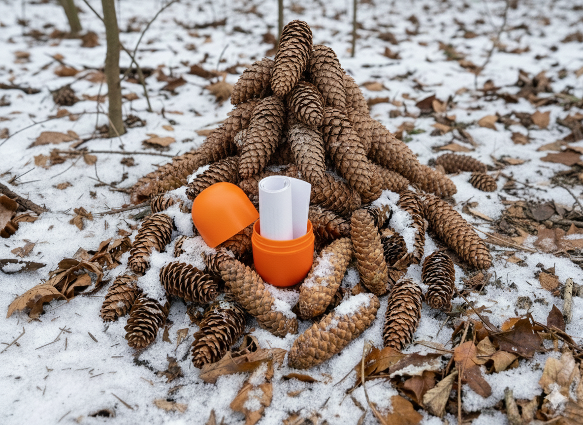 Herní karta Pátračky schovaná pod šiškami